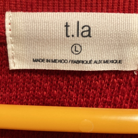 T.La V-Neck Sweater in Bold Red - Picture 4 of 8